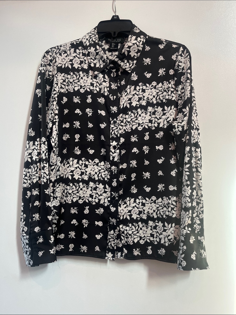 Rachel Zoe Black Floral Button-Front Top